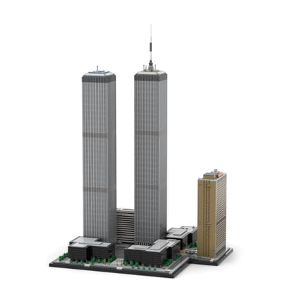 Aetheria World Trade Center Twin Towers Architecture Landmark Building Bricks, 1/800 Modular New York City Street House Building Construction for Adult, Designed by SPBrix - 7121 Pieces