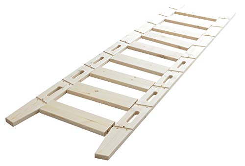 DIYHD 87" Knotty Pine Sliding Library Ladder with Oval Cut-Out Grip - color: Niu#1, size: Height 87"