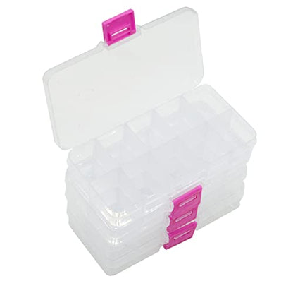 Yansanido 4 Pcs 10 Grids 5 Inch x 2.5 Inch Adjustable Small Removable Plastic Jewelry Organizer Divider Storage Box Jewelry Earring Tool Containers (Clear Pink) - color: Clear Pink