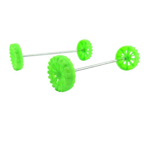 EUDAX 30mmx8mm Plastic Roll 2mm Dia Shaft Toys Wheel and 2mmx100mm STEM Shaft Round Rod Axles for DIY Toy RC Car Truck Boat Helicopter Model Part (Green, 100pcs) - color: Green, size: 100pcs
