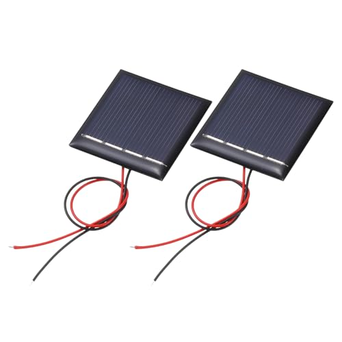 MECCANIXITY 2Pcs 2V 0.08W 40mA Mini Solar Panels, Small Polycrystalline Solar Cell Panel with Cable for DIY Electric Toy Materials Kits Charger - style: 2V 0.08W 40mA