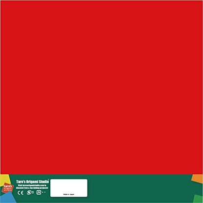 [Taro's Origami Studio] Jumbo 13.75 Inch / 35cm One Sided Single Color (Red) 25 Sheets (All Same Color) Square Easy Fold Premium Japanese Paper (Made in Japan) - color: Red