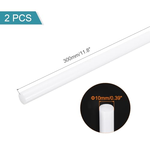 MECCANIXITY ABS Plastic Rod 10mm x 300mm White Pack of 2 Pcs - color: White, size: 10mm x 300mm