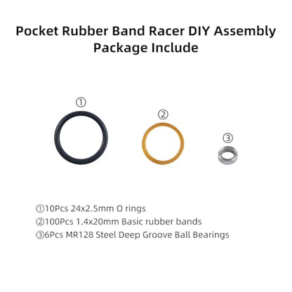 3D Printer Part DIY Pocket Rubber Band Racer Components Kit: Only Accessories Not Include Printed Parts Compatible with X1/X1C/X1E/P1P/P1S/A1 Mini Makeworld Craetive Model Assembly ZH-022