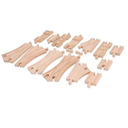 BROLEO Kids Wooden Track Expansion Pack Assembly Kit, Educational Toddler Wooden Train Track Building Toy for Skill Development
