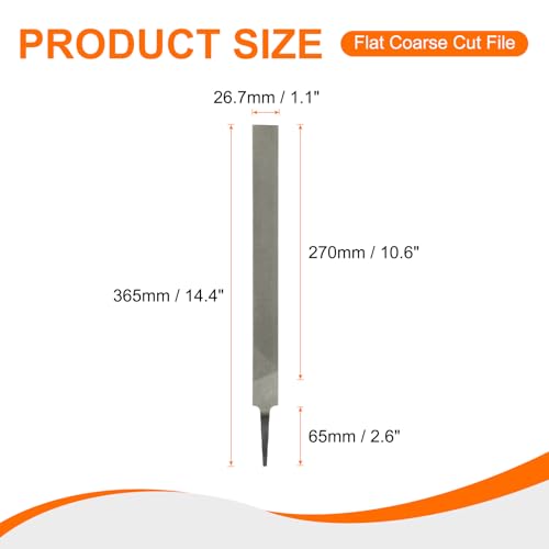 HARFINGTON Flat Coarse Cut File 12" Double Cut Teeth High Carbon Steel Hand Rasp File without Handle for Metal Wood Deburring Removing - size: 12", style: Coarse