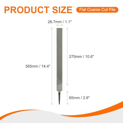 HARFINGTON Flat Coarse Cut File 12" Double Cut Teeth High Carbon Steel Hand Rasp File without Handle for Metal Wood Deburring Removing - size: 12", style: Coarse