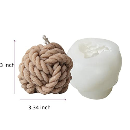Candle Molds - Silicone Mold for Candles Making, DIY 3D Moulds for Soy Wax, Beeswax, Scented Candle, Valentine's Day Gifts (Knitted Ball) - color: Knitted ball
