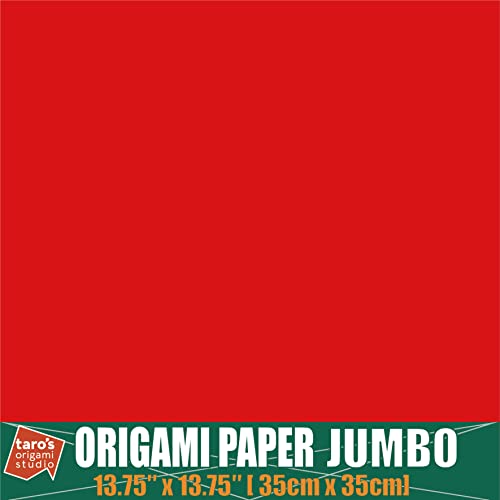 [Taro's Origami Studio] Jumbo 13.75 Inch / 35cm One Sided Single Color (Red) 25 Sheets (All Same Color) Square Easy Fold Premium Japanese Paper (Made in Japan) - color: Red