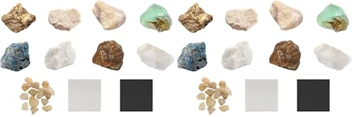 EISCO Moh's Hardness Kit, 12 Pieces - Includes 9 Rock & Mineral Specimens, 1" Each - Geology Activity for Exploring & Identifying Minerals Using Moh's Hardness Scale - Tech Cut Rocks (Pack of 2) - size: 9.75 x 7 x 3.5 inches (Pack of 2)