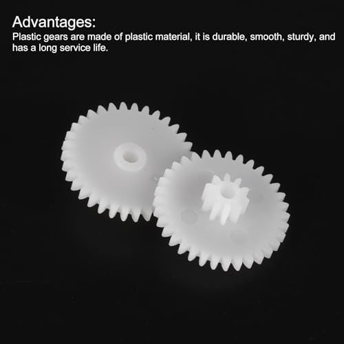 MECCANIXITY 10 Pcs Plastic Gears 34 Teeth Plastic Motor Gear Model 34102B Reduction Gear for RC Car Model DIY Robot (White, Module 0.5) - style: 34 Teeth