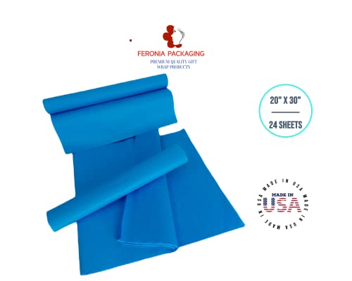 Brilliant Blue Tissue Paper Squares, Bulk 24 Sheets, Premium Gift Wrap and Art Supplies for Birthdays, Holidays, or Presents by Feronia packaging, Large 20 Inch x 30 Inch - color: BrilliantBlue