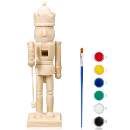 Beeveer 10" Wooden Nutcracker Paint Kit with Brush Acrylic Paints, King - style: King