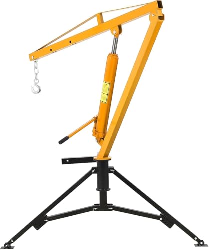 GarveeLife 1000 LBS Hydraulic Pickup Truck Crane, 360° Swivel Hitch Mounted Hoist with 3 Adjustable Booms, Truck Bed Crane for Lifting Engine, Deer, or Construction Goods-Yellow - color: Yellow