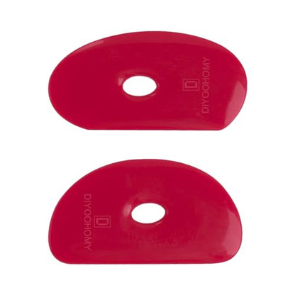 DIYOOHOMY 2 Pcs Soft Silicone Pottery Ribs for Ceramic, Mud and Clay Tools - color: red-2