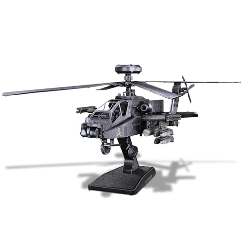 Piececool 3D Metal Model Kits, Military Helicopter Airplane Models Building Kits for Adults and Teens Men Hobbies DIY Brain Teaser Puzzles, Great Birthday Gifts, 145 Pcs - style: AH-64 Apache