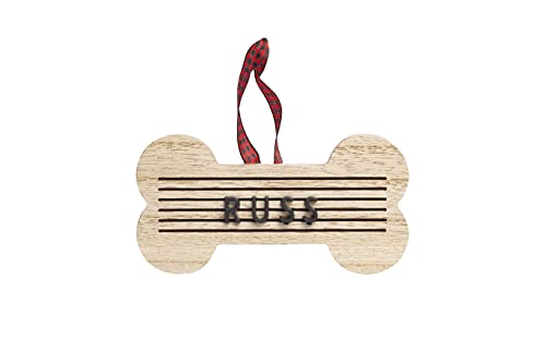 Pearhead Pet Letterboard Bone Holiday Christmas Tree Ornament, Pet Owner Christmas Keepsake, Wood with Buffalo Check Hanging Ribbon - color: Bone Letterboard Onament, size: 1-Pack