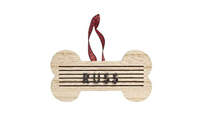 Pearhead Pet Letterboard Bone Holiday Christmas Tree Ornament, Pet Owner Christmas Keepsake, Wood with Buffalo Check Hanging Ribbon - color: Bone Letterboard Onament, size: 1-Pack
