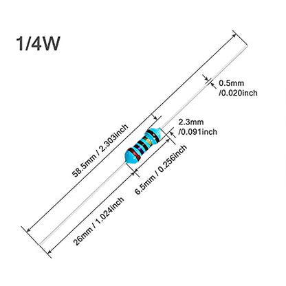 Chanzon 100pcs 1/4W (0.25W) 1 Ω ohm Metal Film Fixed Resistor - size: [1-4ZC01] 1 ohm