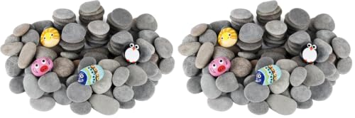 Simetufy 100Pcs 2"-3" River Rocks for Painting Bulk, Flat & Smooth Natural Stones for Arts & Crafts, Kindness, Decoration for Kids & Adults (Pack of 2) - size: 2-3in -100pcs (Pack of 2)