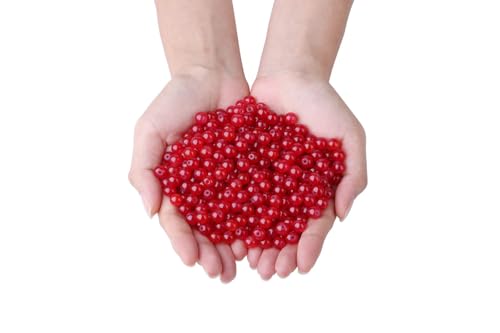 500Pcs Red Glass Beads for Bracelets - color: Red, size: 8mm 500pcs