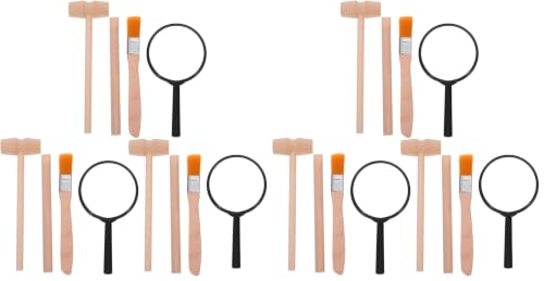 Angoily 3 Sets of Excavation Tools: Archaeological Dig Tool for Kids, Dinosaur Digging Kits with Hammer Chisel Brush Scraper and Magnifier for Dinosaur Science Kits and Gem Discovery (Pack of 2) - size: 14.00X4.00X2.00CM (Pack of 2)