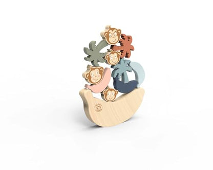 SPEEDY MONKEY Wooden See Saw Balance Game | Monkeys & Palm Trees Playset - color: See Saw Game
