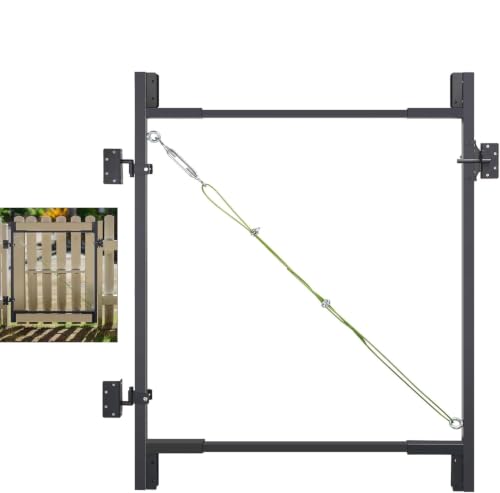 Heavy Duty Steel Frame Metal DIY Gate Building Kit for 36-60" Wide - color: Black for 5 to 6 Feet High Fence