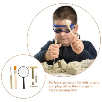 1 Set Dinosaur Dig Tools Kit: Archaeological Excavation Tool Set with Mini Hammer Chisel Brush Scraper Kit - size: 12.50X6.20X1.50CM