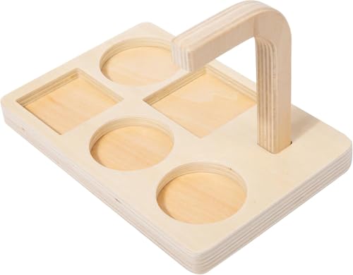 Adena Montessori 5-Shape Stacking Ring Toy, 12m+ - style: Shapes on Curved Peg style 2