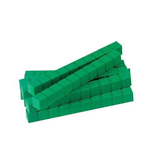 hand2mind Green Foam Base Ten Blocks, Rods Set, Place Value Blocks, Counting Cubes for Kids Math, Base 10 Math Manipulatives for Kids, Kindergarten Homeschool Supplies (Set of 50) - color: Green
