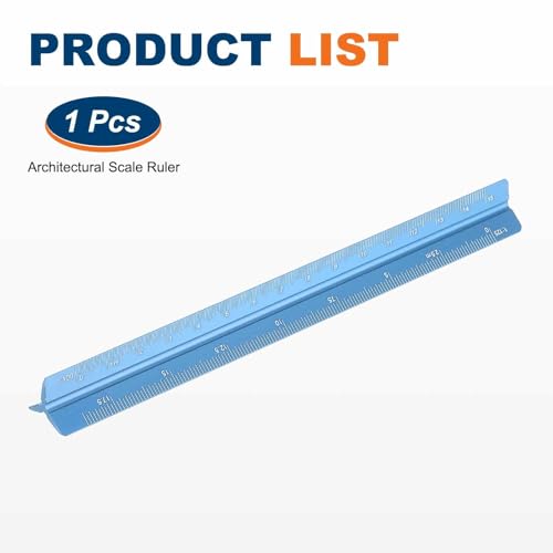 HARFINGTON Architectural Scale Ruler 7" Metric Aluminum Alloy Blue | Small Scale, Architect Triangular, Laser-Etched Blueprint, Drafting Ruler, for Architects Engineers - color: Blue, size: 7 Inch