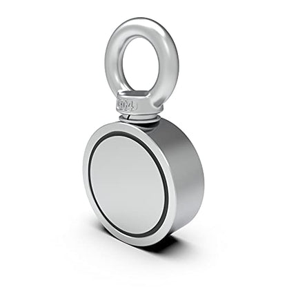Double Sided Neodymium Magnet Fishing Kit with 480lbs Strength and Eyebolt for River Lake Hunting Indoor Outdoor (1.8in Dia) - style: LNM48-3
