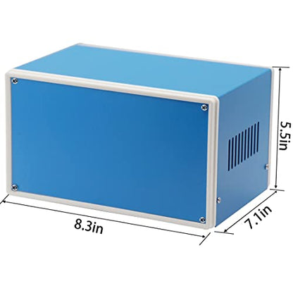 Zulkit Electronic Enclosures Blue Metal Enclosure Project Case DIY Box Junction Case Enclosure Preventive Case 8.3x7.1x5.5inch (210x180x140mm) - size: 8.3" x 7.1" x 5.5"