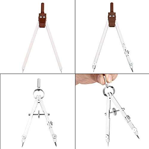 Outus 13 Pcs Geometry Set for Students Metal Compass Math Protractor - color: Brown