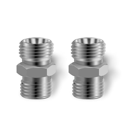 2pcs M14 to M14 Carbon Stee Fittings Adapters for Mini Excavator Adapting, Reducing Or Enlarging Connect Such Air Pipe, Fuel Pipe, Water Pipe, Etc Full Port Straight Pipe Fitting Connector - size: M14-M14