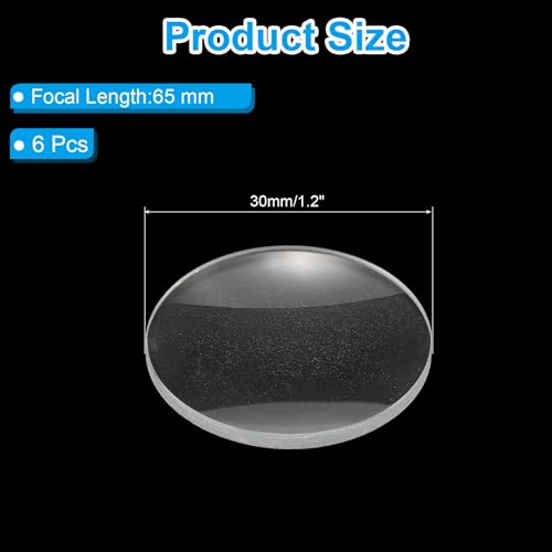 PATIKIL Concave Lens, 65mm Focal Length 30mm (1.2") Diameter Round Glass Magnifying Telescope Lens Trial Set Ground Edge for Lab Physics Class Optics Scientific Experiments, White, 6Pcs - size: 1.2inch