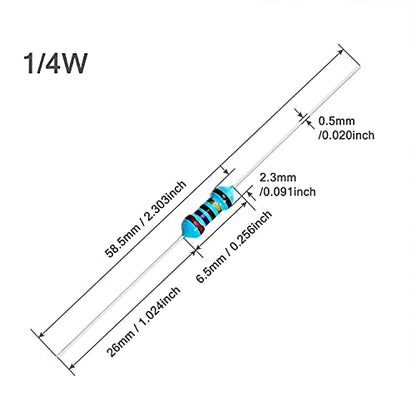 Chanzon 100pcs 1/4W (0.25W) 2.7K Ω ohm Metal Film Fixed Resistor - size: [1-4ZC07] 2.7K ohm