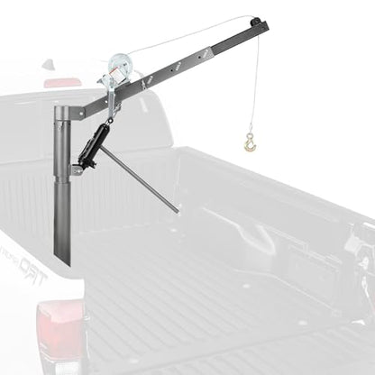 PioneerWorks 1000 LBS Hydraulic Pickup Truck Crane Hoist, 4 Adjustable Load Levels Non-Electric Manual Truck Bed Lifting Crane, Silver - color: Silver