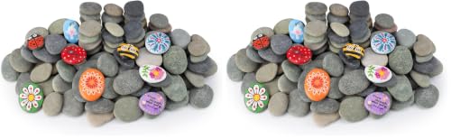 Simetufy 150 Pcs River Rocks for Painting, 2"-3" Painting Rocks, Flat & (Pack of 2) - size: 2-3in-150pcs (Pack of 2)