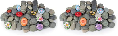 Simetufy 150 Pcs River Rocks for Painting, 2"-3" Painting Rocks, Flat & (Pack of 2) - size: 2-3in-150pcs (Pack of 2)