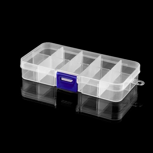 DECHOUS 6Pcs Clear Plastic Organizer Boxes with 10 Adjustable Compartments Mini Beads Storage Containers for Jewelry Beads, DIY Crafts, Small Parts