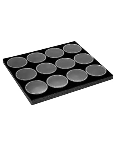 Novel Box 12 Large Gem Jars with Black Foam Gemstone Tray 7.8X7.8X0.75 - color: Black Foam Liner with 12 Gem Jars