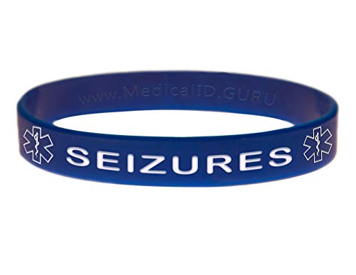 Seizures ID Bracelet Wristbands - color: Blue, size: 6 Inches