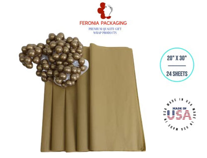 Antique Gold Tissue Paper Squares, Bulk 24 Sheets, Premium Gift Wrap and Art Supplies for Birthdays, Holidays, or Presents by Feronia packaging, Large 20 Inch x 30 Inch - color: AntiqueGold