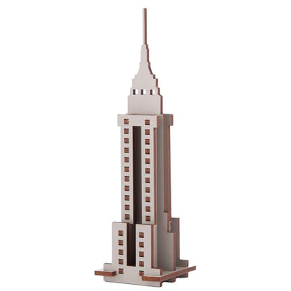 Little & Wood: Woodlet: Medium - Empire State Building - Grey, 3D Wooden Kit-Set, New York Landmark Puzzle, Pop Build Fun, Easy Assembly, Ages 6+ - style: Empire State Building