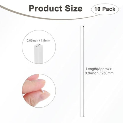 M METERXITY 10-Pack Square Plastic Bars Rods, 1.5mm x 250mm ABS Smooth Plastic Tube Rod for DIY Craft Sticks/Sand Table Model/Scene Making, Easy to Cut and Paint[White] - size: 1.5mm x 250mm
