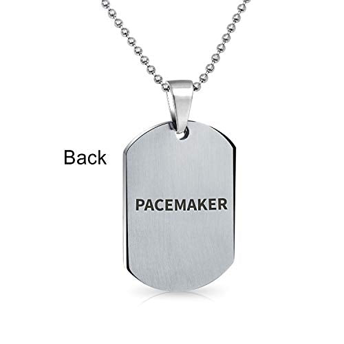 Medical Alert Identification ID Dog Tag Pendant Necklace Stainless Steel - style: Pacemaker Medium