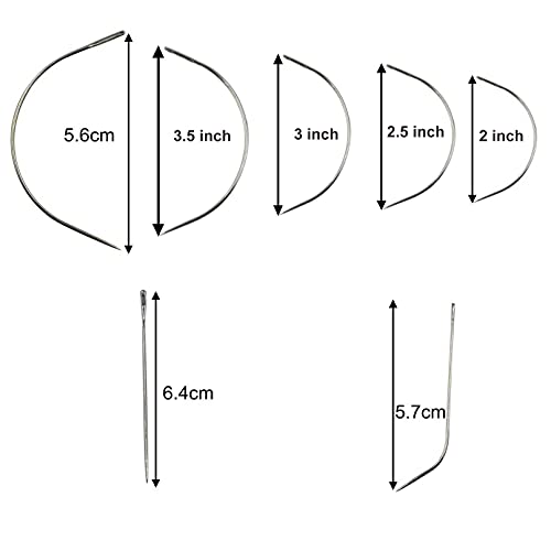 35 pcs J I C Curved Needles Hand Sewing Needles Hair Weave Needles for Wig Making, Carpet Leather, Canvas Repairing, Modelling and Crafts Sofa Cloth, Shoes