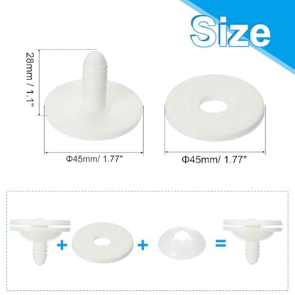 PATIKIL 45mm Doll Joints, 10 Set Plastic Removable Animal Joints Connector Engage Bolt for Bear Soft Limbs Making Head Joints DIY Crafts Accessories, White - size: 45mm